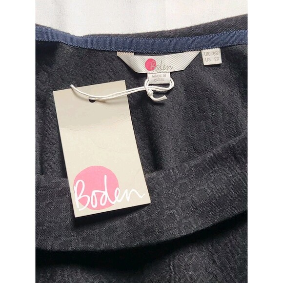 NWT Boden Womens 2R Sarah Ottoman Ribbed Boat Neck 3/4 Sleeve Top Black - Picture 3 of 10